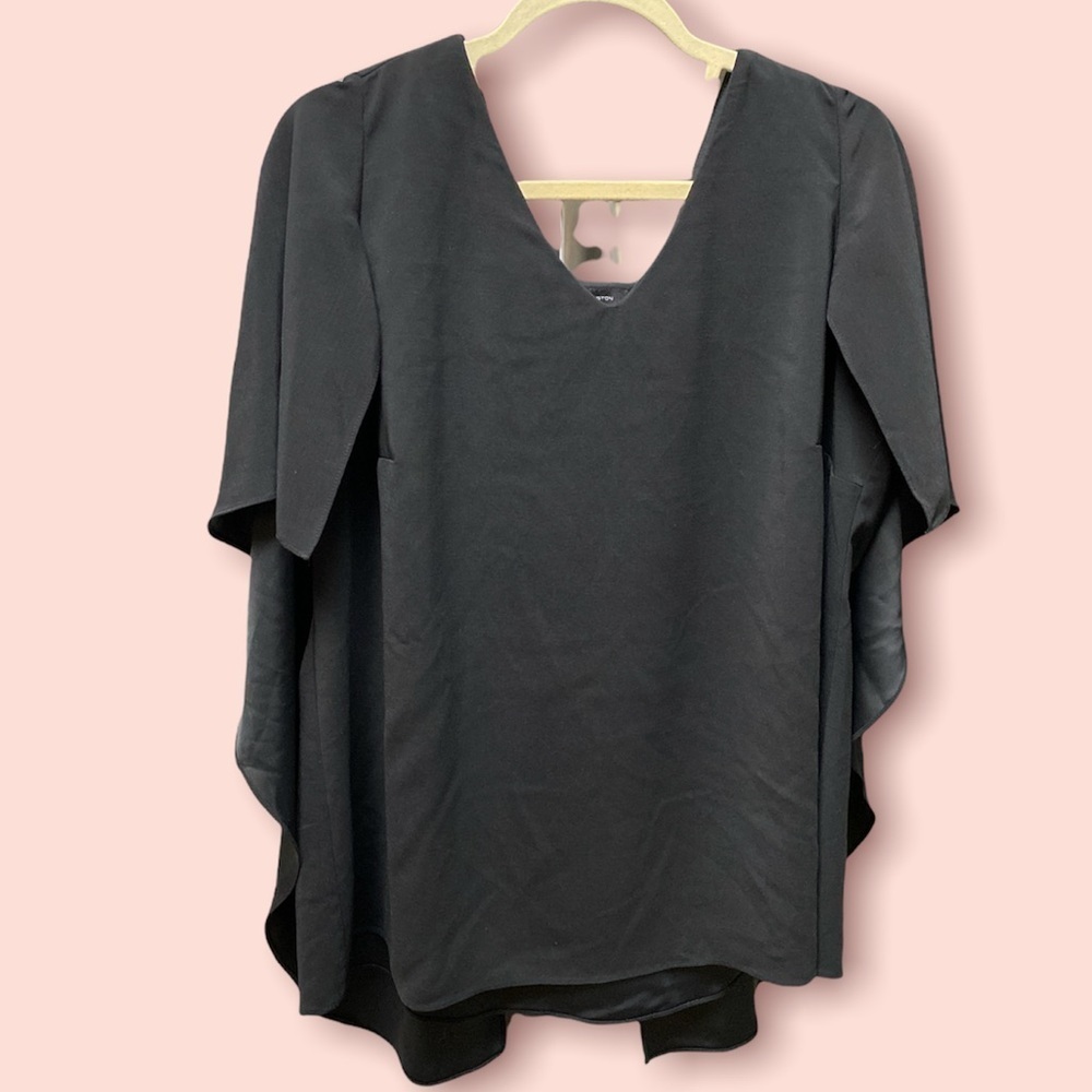 H by Halston blouse flutter sleeves V-neckline ruffled side look Size 16